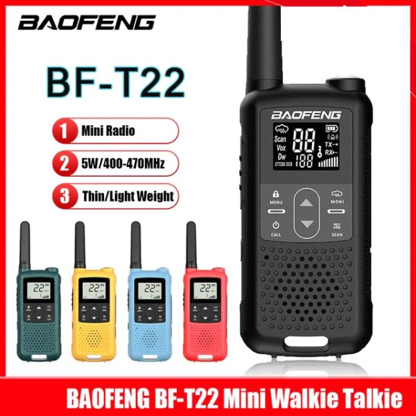 Baofeng BF-T22 2бр. Радиостанция 16 Канала 446MHz VOX LED Фенерче 1400mAh Type-C Зареждане
